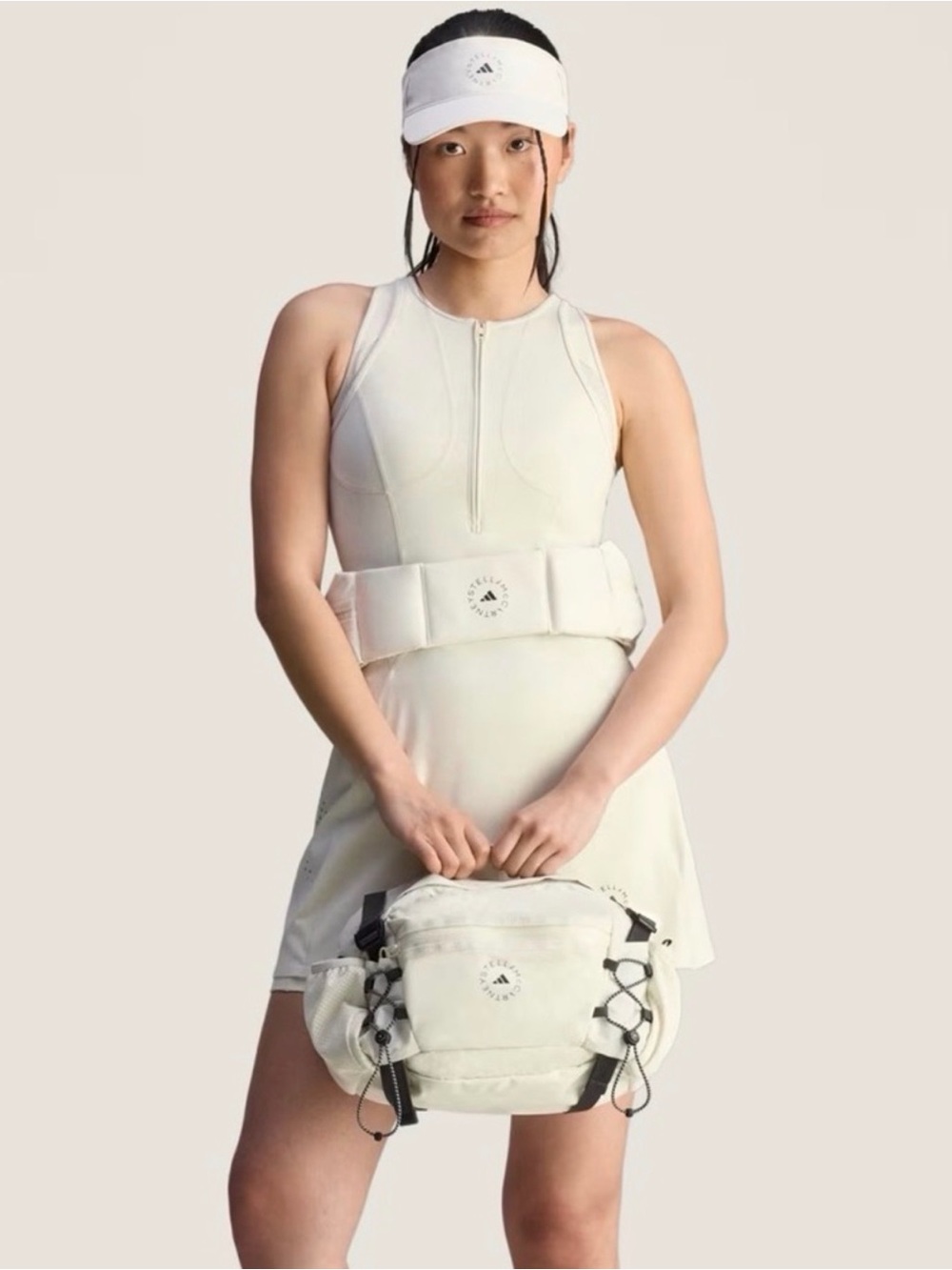 Adidas by Stella McCartney Off-White Cream Belt Bag with Black Accents